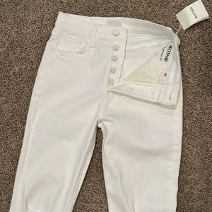 NWT size 27 Mother white jeans Tripper Ankle Fray